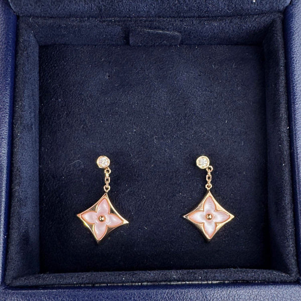 LOUIS VUITTON Color Blossom BB 18 Karat Pink Gold Star Ear Stud Golden