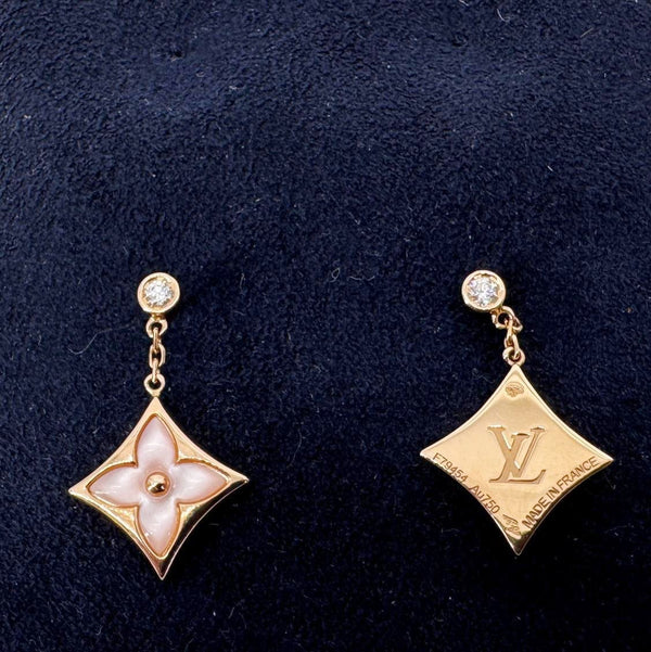 LOUIS VUITTON Color Blossom BB 18 Karat Pink Gold Star Ear Stud Golden