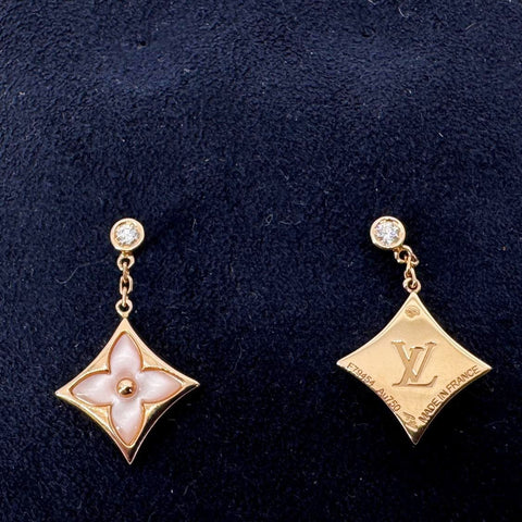 LOUIS VUITTON Color Blossom BB 18 Karat Pink Gold Star Ear Stud Golden