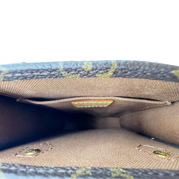 LOUIS VUITTON Petit Sac Plat Monogram Canvas Shoulder Bag Brown