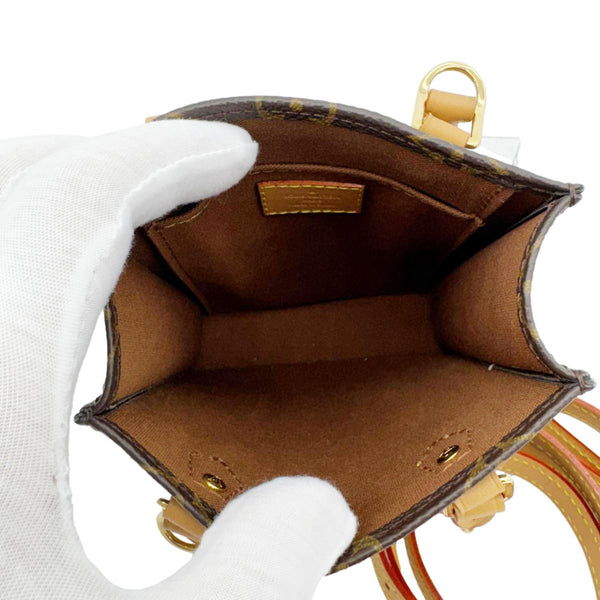 LOUIS VUITTON Petit Sac Plat Monogram Canvas Shoulder Bag Brown