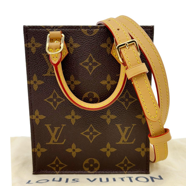 LOUIS VUITTON Petit Sac Plat Monogram Canvas Shoulder Bag Brown