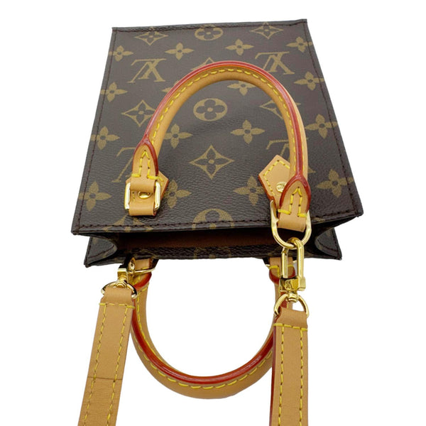 LOUIS VUITTON Petit Sac Plat Monogram Canvas Shoulder Bag Brown