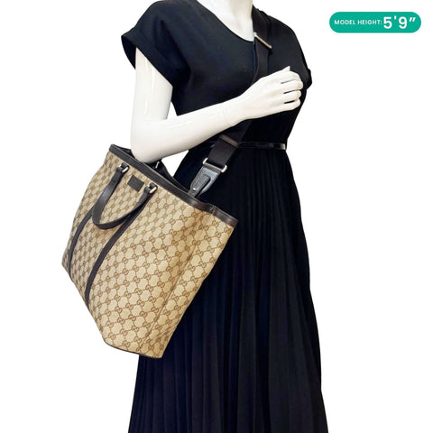 GUCCI Joy Large GG Supreme Canvas Shopping Tote Bag Beige 449169