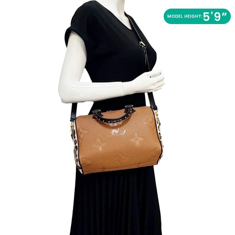 LOUIS VUITTON Speedy 25 Bandouliere Wild at Heart Monogram Empreinte Shoulder Bag Camel