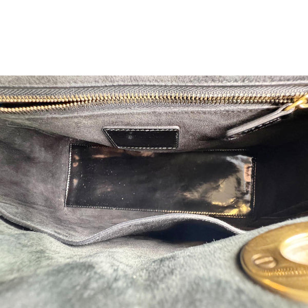 CHRISTIAN DIOR Lady Dior Medium Studded Cannage Patent Leather Crossbody Bag Black