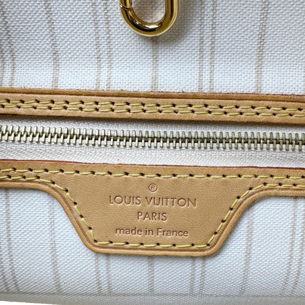 LOUIS VUITTON Neverfull MM Damier Azur Tote Shoulder Bag White