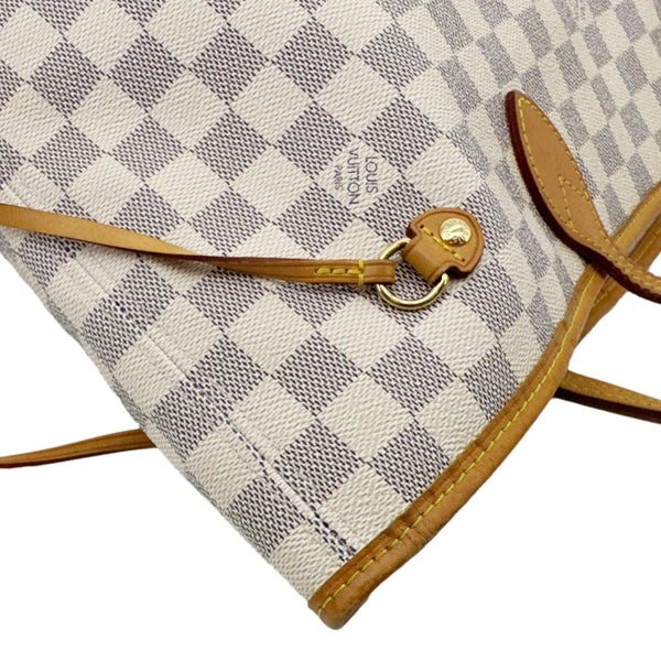 LOUIS VUITTON Neverfull MM Damier Azur Tote Shoulder Bag White