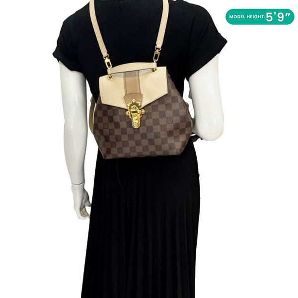 LOUIS VUITTON Clapton Damier Ebene Backpack Bag Beige