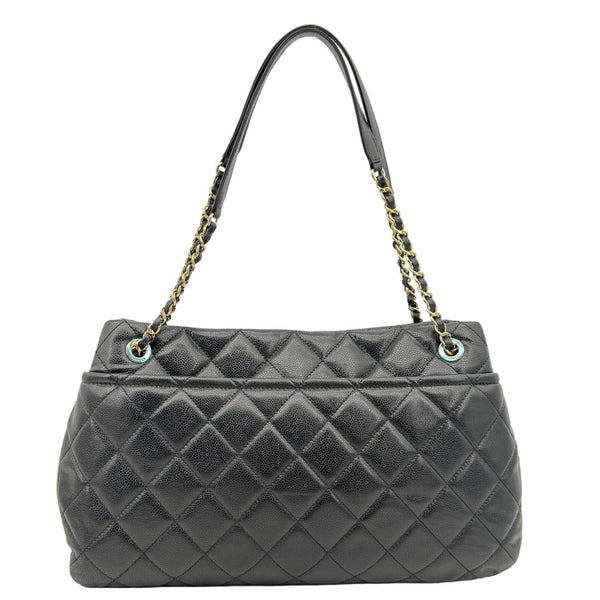 CHANEL Timeless CC Soft Quilted Caviar Leather Tote Bag Black