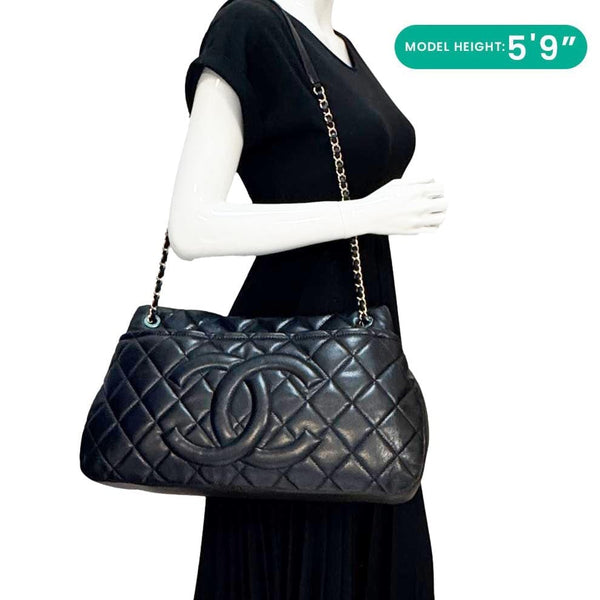 CHANEL Timeless CC Soft Quilted Caviar Leather Tote Bag Black
