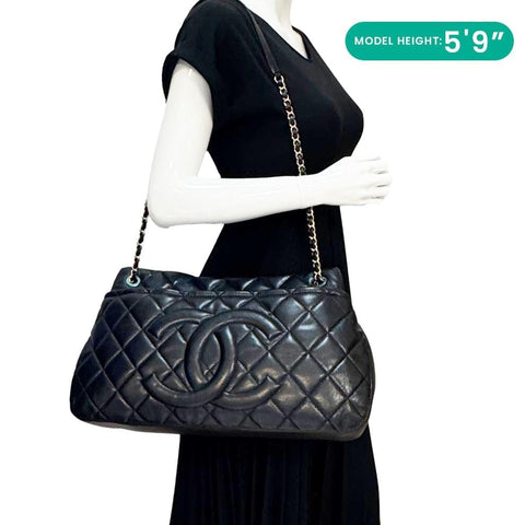 CHANEL Timeless CC Soft Quilted Caviar Leather Tote Bag Black