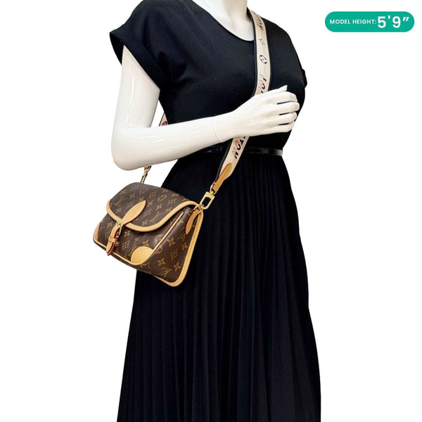 LOUIS VUITTON Diane Monogram Canvas Crossbody Bag Brown