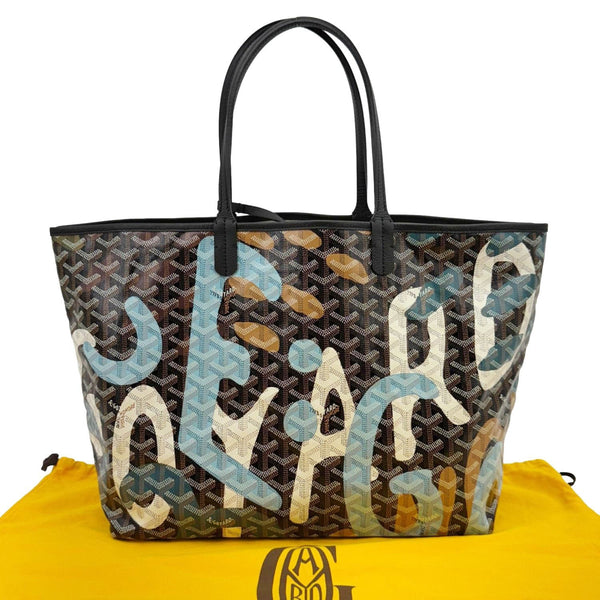 GOYARD Saint Louis Lettres Camouflage Chevron Print Canvas Tote Bag Multicolor