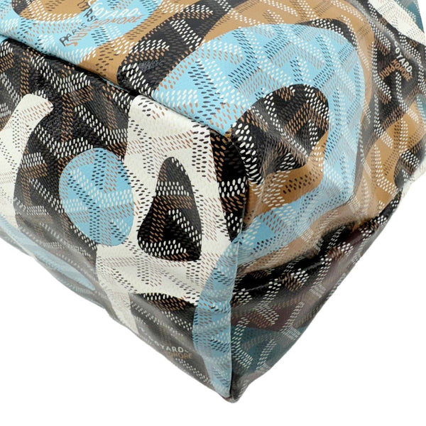 GOYARD Saint Louis Lettres Camouflage Chevron Print Canvas Tote Bag Multicolor