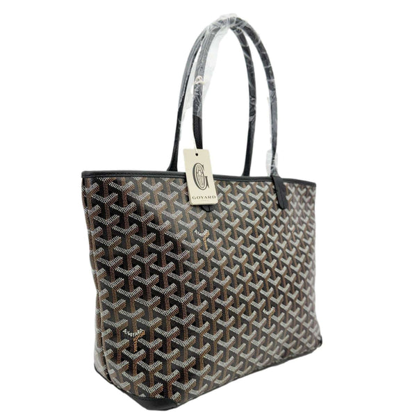 GOYARD Artois PM Chevron Print Coated Canvas Tote Bag Black