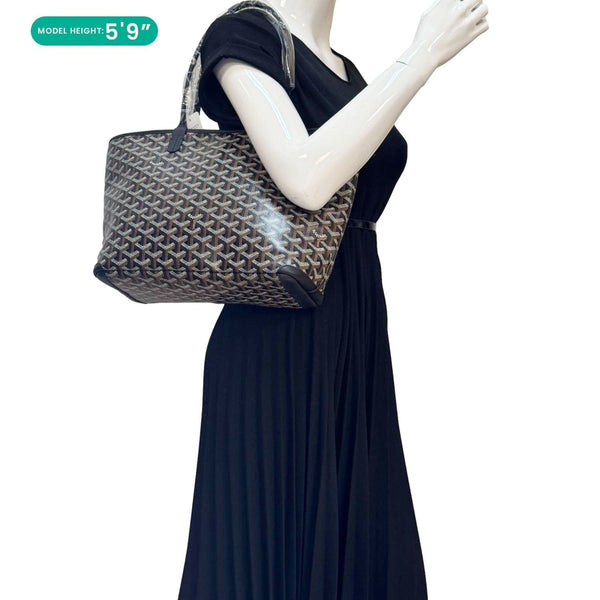 GOYARD Artois PM Chevron Print Coated Canvas Tote Bag Black