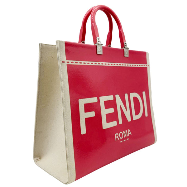 FENDI Sunshine Medium Patent Leather Crossbody Tote Bag Light Pink