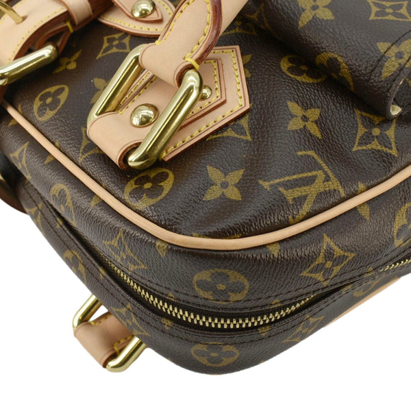 LOUIS VUITTON Manhattan GM Monogram Canvas Brown Satchel Bag corner look