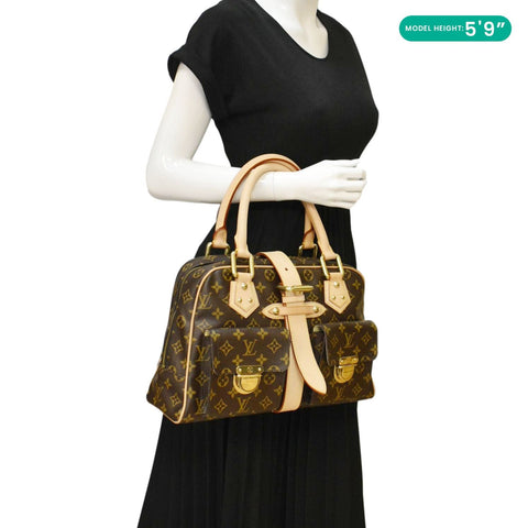 LOUIS VUITTON Manhattan GM Monogram Canvas Brown Satchel Bag dummy look