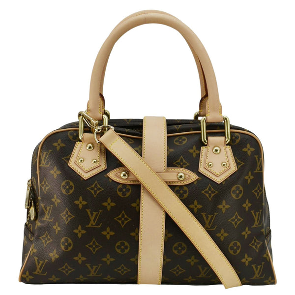 LOUIS VUITTON Manhattan GM Monogram Canvas Brown Satchel Bag front side