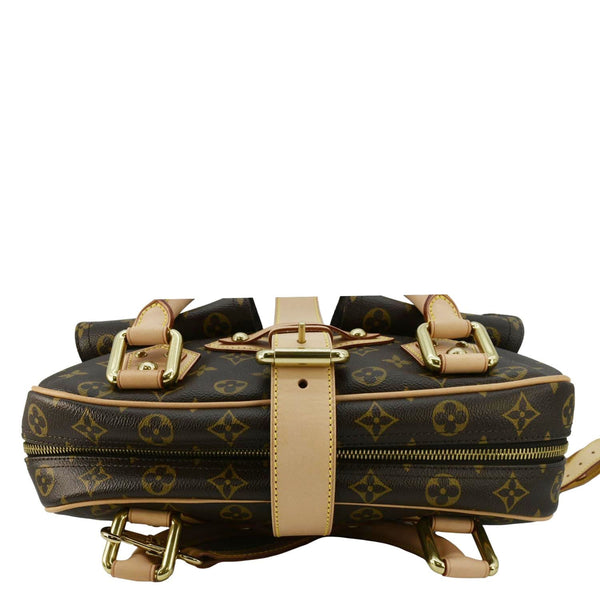 LOUIS VUITTON Manhattan GM Monogram Canvas Brown Satchel Bag upper look