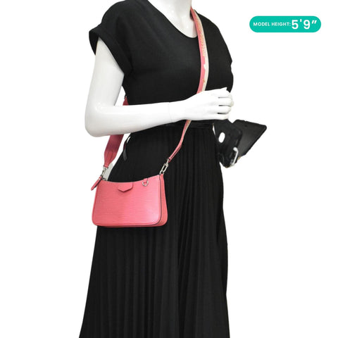 LV Easy Pouch On Strap Epi Leather Shoulder Bag Pouch Pink dummy look