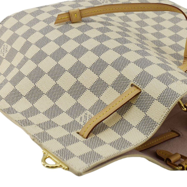 LOUIS VUITTON Girolata Damier Azur Shoulder Bag in White corner lok
