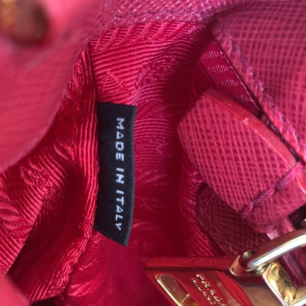 PRADA Lux Saffiano Leather Top Handle Satchel Bag Red