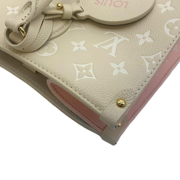 LOUIS VUITTON Onthego Spring City MM Monogram Empreinte Leather Shoulder Bag Cream