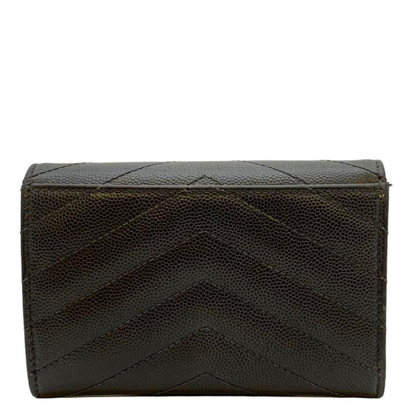 YVES SAINT LAURENT Flap Grain De Poudre Wallet Olive Green