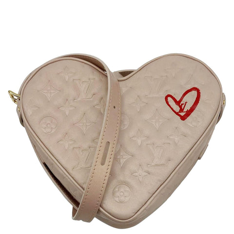 LOUIS VUITTON Fall In Love Sac Coeur Monogram Embossed Crossbody Bag Light Pink