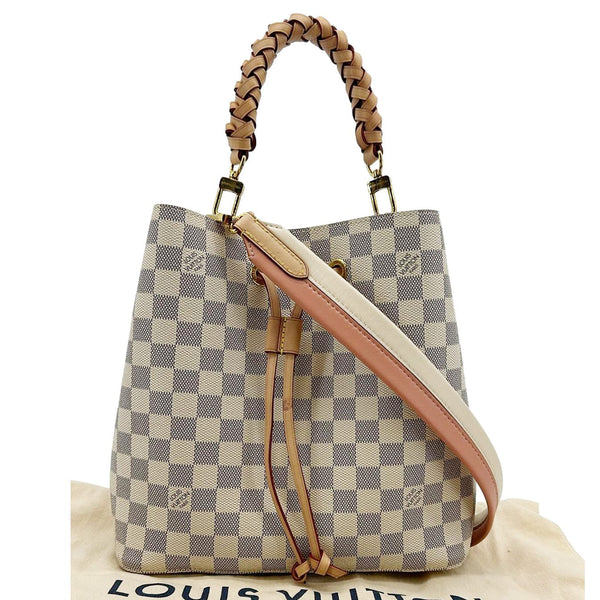 LOUIS VUITTON Neonoe Braided Handle Damier Azur Crossbody Bag White