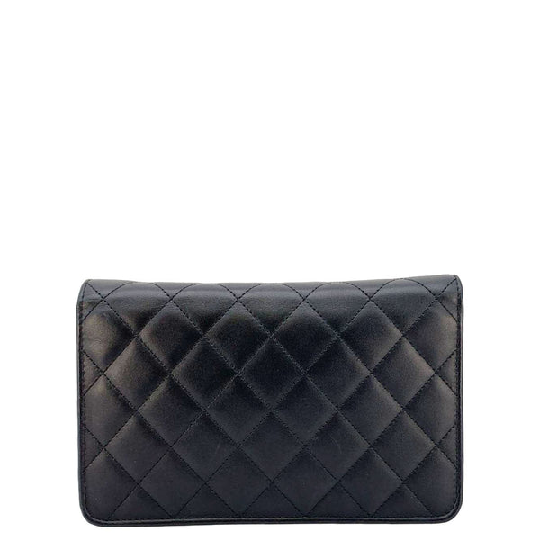 CHANEL Cambon Ligne Wallet On Chain Quilted Leather Clutch Crossbody Bag Black