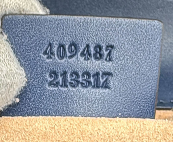 GUCCI Signature Padlock Small Leather Top Handle Shoulder Bag Blue 409487