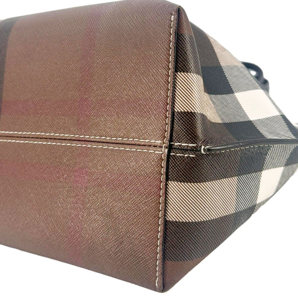 BURBERRY Check E-Canvas Tote Bag Brown