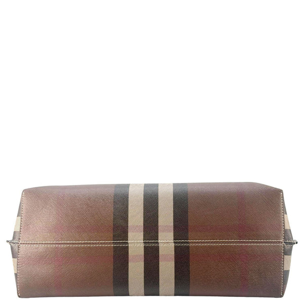 BURBERRY Check E-Canvas Tote Bag Brown