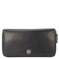 CHANEL Sevruga Leather Zip Around Wallet Black