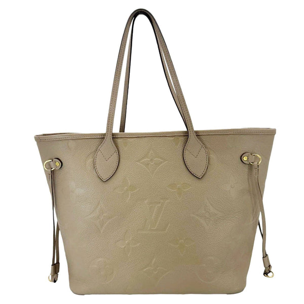 LOUIS VUITTON Neverfull MM Empreinte Leather Tote Shoulder Bag Beige