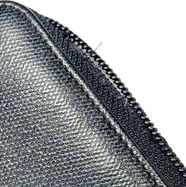 CHANEL Sevruga Leather Zip Around Wallet Black