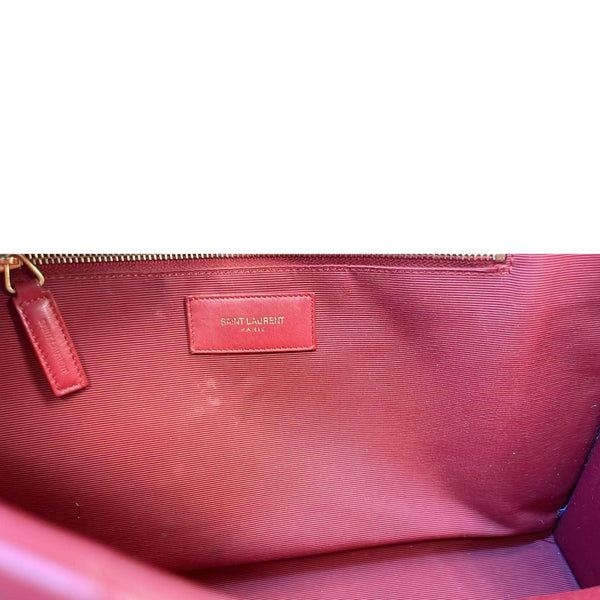 YVES SAINT LAURENT Envelope Large Mixed Matelasse Leather Shoulder Bag Red