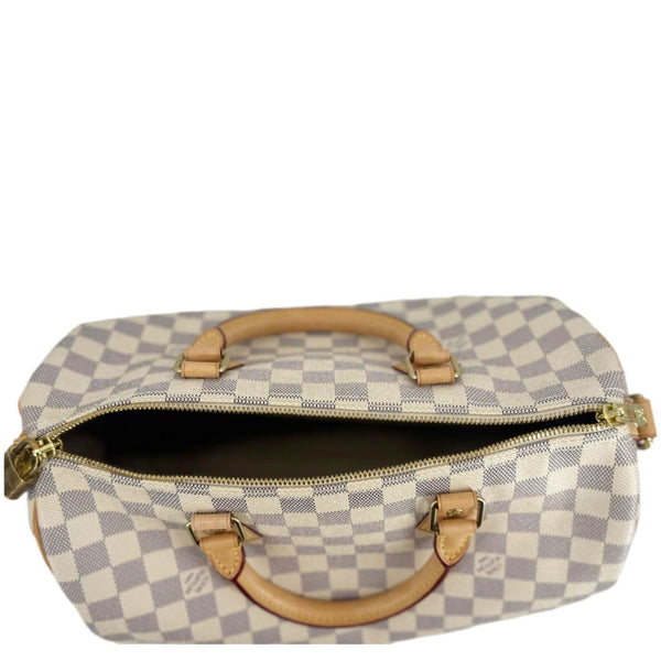 LOUIS VUITTON Speedy 30 Bandouliere Damier Azur Shoulder Bag White