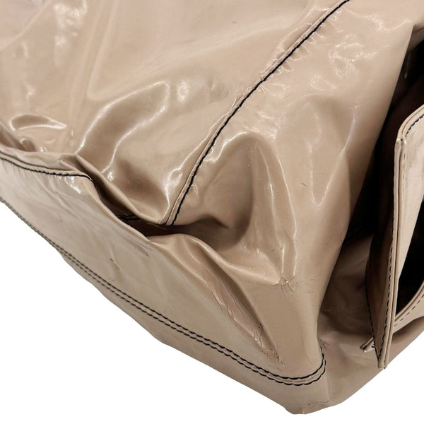 VALENTINO Nuage Bow Patent Leather Tote Bag Nude