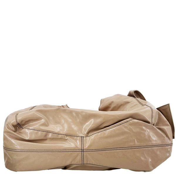 VALENTINO Nuage Bow Patent Leather Tote Bag Nude
