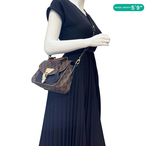 LOUIS VUITTON Beaumarchais Damier Ebene Shoulder Bag Brown