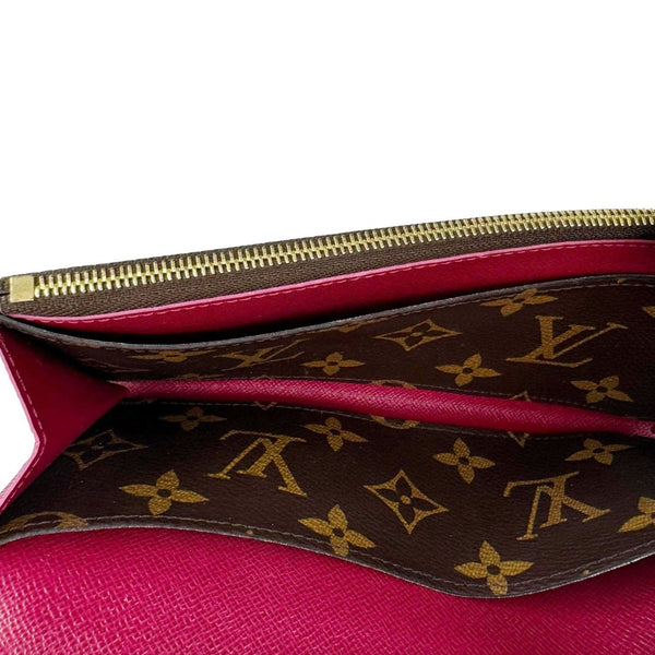 LOUIS VUITTON Emilie Monogram Canvas Wallet Fuchsia