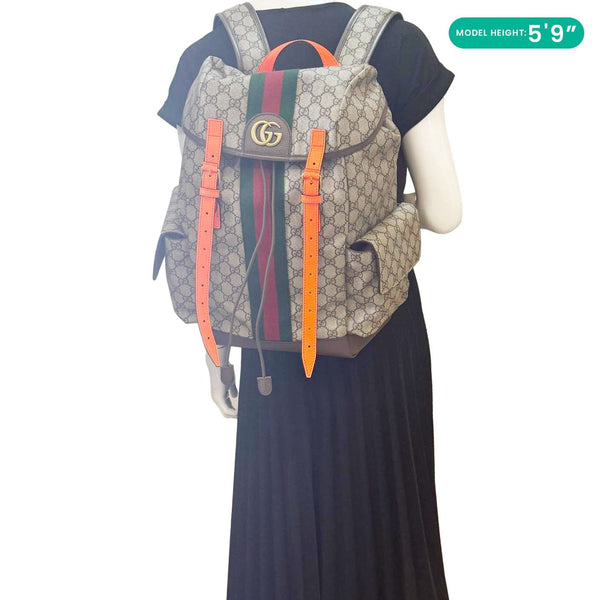 GUCCI Ophidia GG Medium Supreme Canvas Backpack Beige 598140