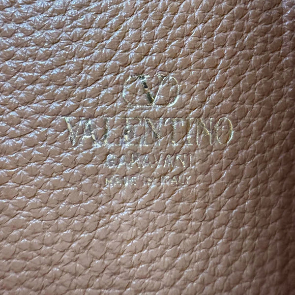 VALENTINO Garavani Rockstud Leather Hobo Bag Brown