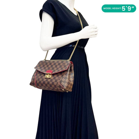 LOUIS VUITTON Caissa Chain Damier Ebene Clutch Bag - Model Carrying
