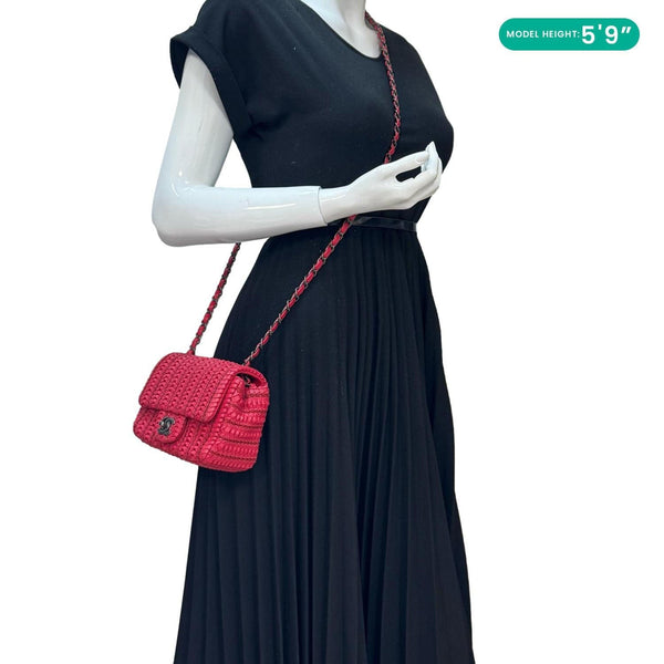 CHANEL Paris Seoul Crotch Mini Lambskin Leather Shoulder Bag Red